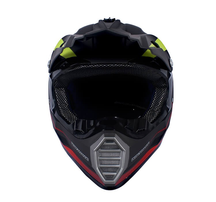 Vista frontal de CASCO MOTOCROSS JH MOTORS NEGRO / ROJO MATE