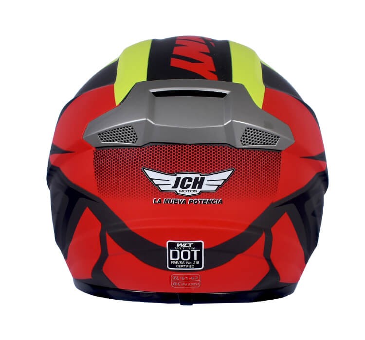 Vista trasera de CASCO MOTOCROSS JH MOTORS NEGRO / ROJO MATE