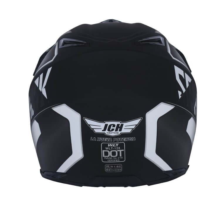Vista lateral de CASCO MOTOCROSS JH MOTORS  BLANCO / NEGRO MATE