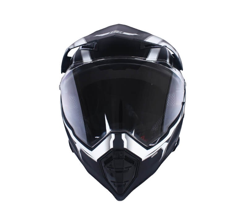Vista frontal de CASCO MOTOCROSS JH MOTORS  BLANCO / NEGRO MATE