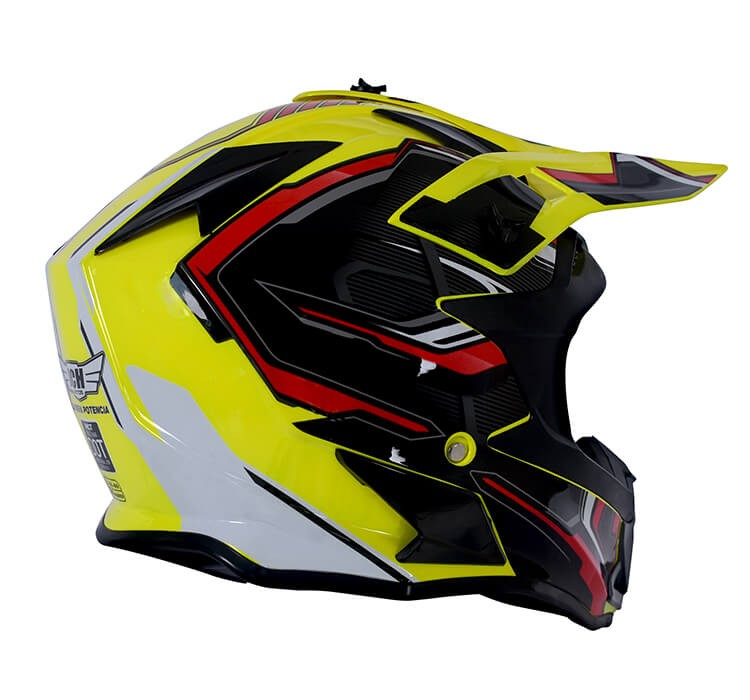 Vista lateral de CASCO MOTOCROSS JH MOTORS AMARILLO