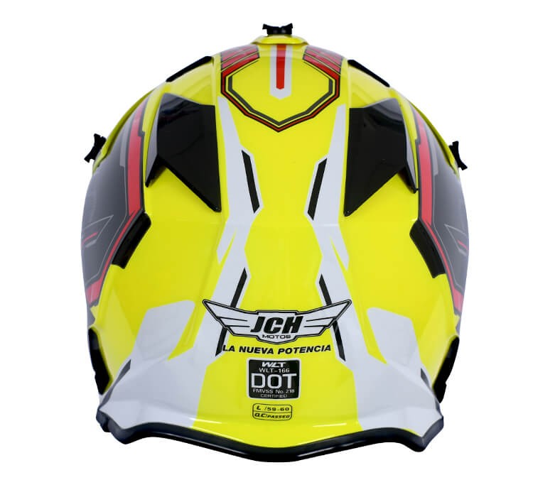 Vista trasera de CASCO MOTOCROSS JH MOTORS AMARILLO