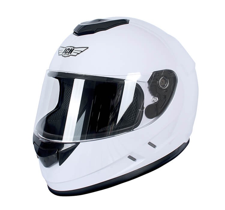 Vista diagonal de CASCO INTEGRAL JH MOTORS BLANCO