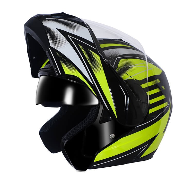 Vista diagonal de CASCO INTEGRAL JH MOTORS NEGRO / AMARILLO