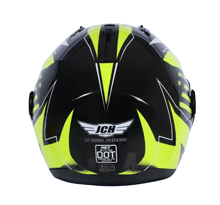 Vista trasera de CASCO INTEGRAL JH MOTORS NEGRO / AMARILLO