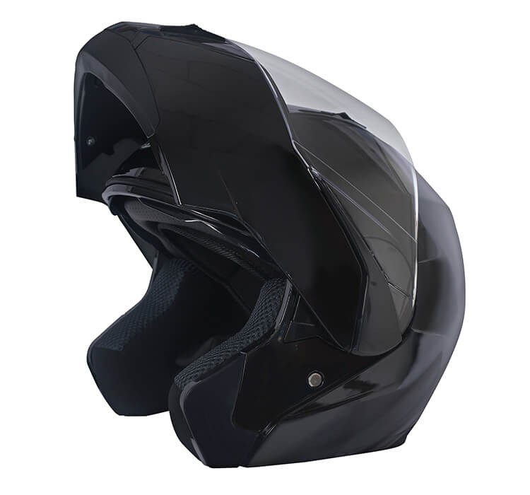 Vista diagonal de CASCO ABATIBLE JH MOTORS / DOBLE VISOR / NEGRO MATE
