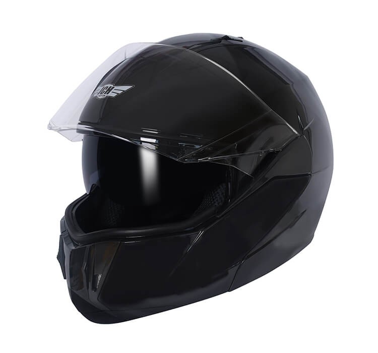Vista lateral de CASCO ABATIBLE JH MOTORS / DOBLE VISOR / NEGRO MATE